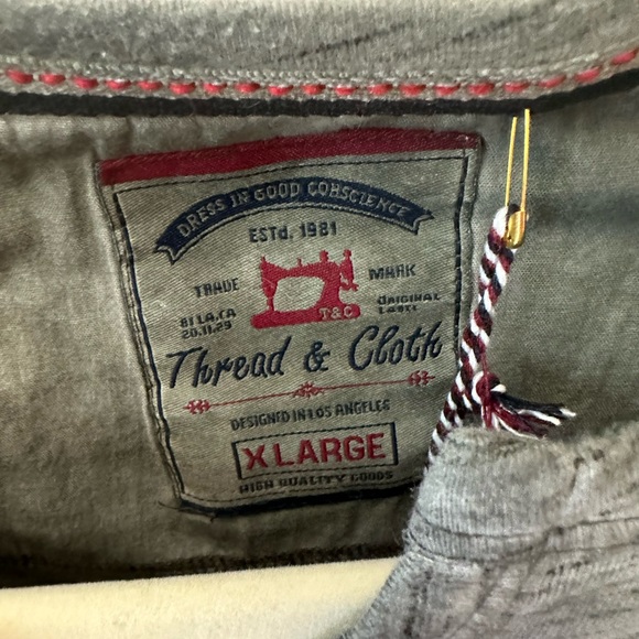 Thread and Cloth Mens XL brand new w/tags Grey - Picture 6 of 8